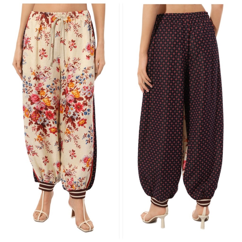 Gucci Floral Cream and Black Reversible Track Joggers